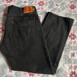 Levi's 501 Original Fit Men's Faded Black Denim Jeans 40x32 Button Fly